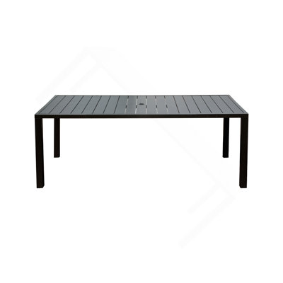 Outdoor Dining Table For 8 Person,Square Slatted Metal Patio Table For Deck Garden Lawn Backyard Use With Umbrella Hole