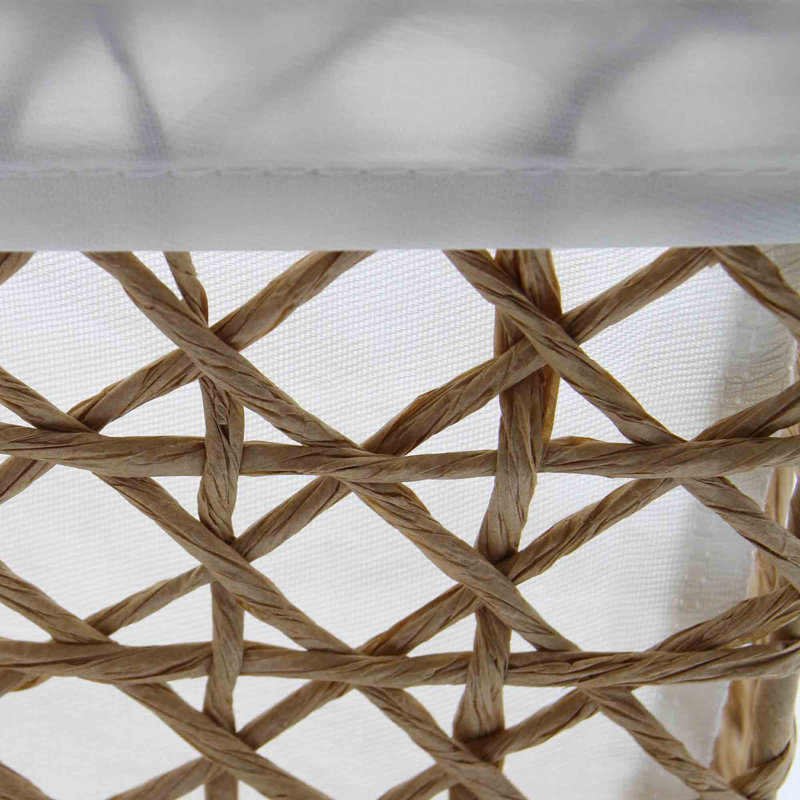 Beige Paper Rope Storage Baskets with White Liners, Set of 4
