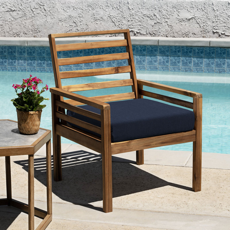 Meridian Outdoor Square Dining Seat Cushion, Midnight Blue, 18" W x 17.5" D
