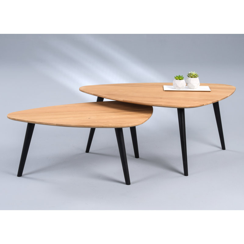 Yoder Solid Wood Three Leg Coffee Table, 44cm H x 105cm W x 70cm D