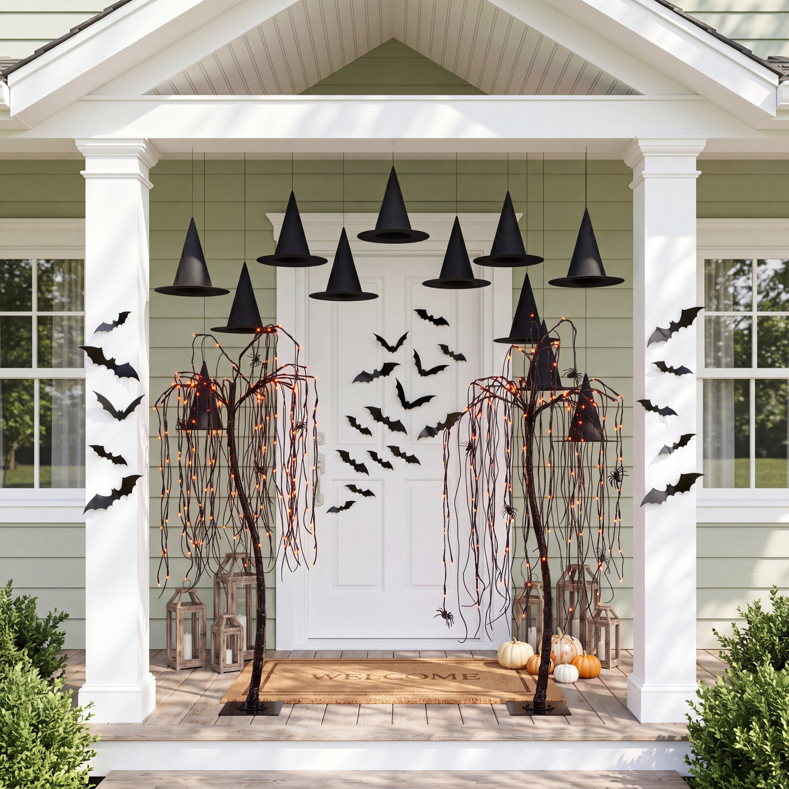 4' Halloween Lighted Tree, Orange