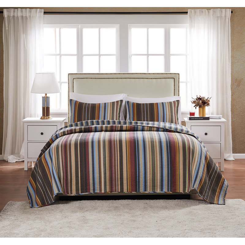 Durango Twin Blue Cotton Reversible Quilt Set