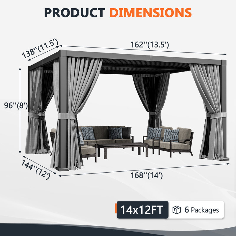 14 pi. L 12 pi. Pergola en aluminium