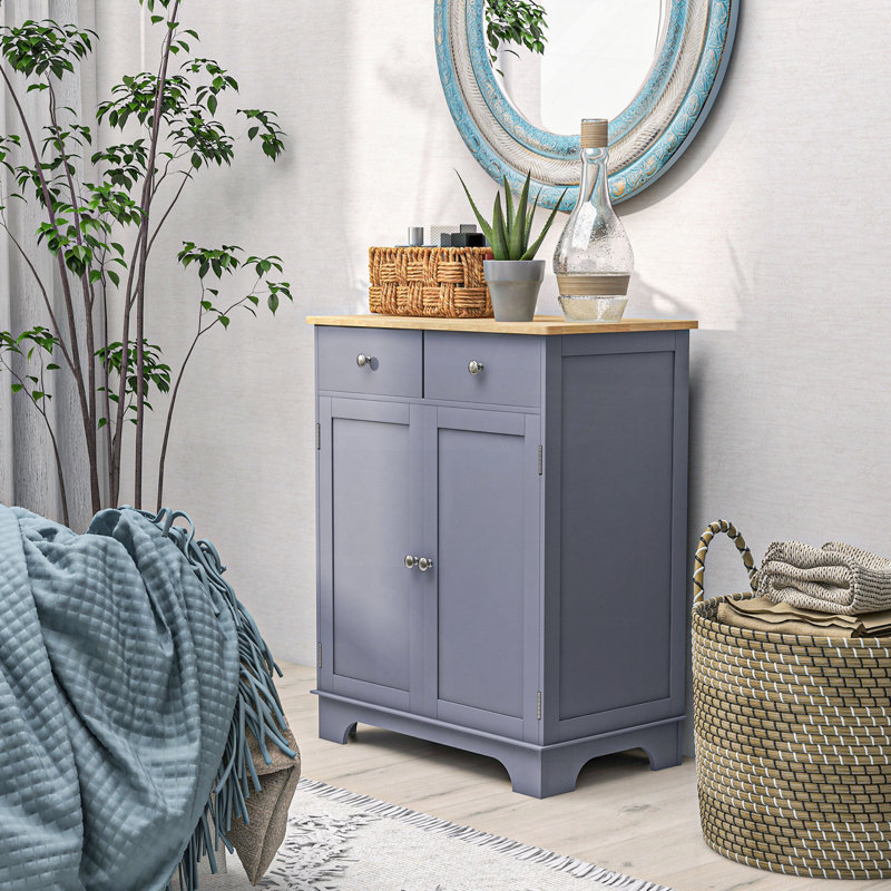 Buffet avec porte et armoire à 2 tiroirs, Gris