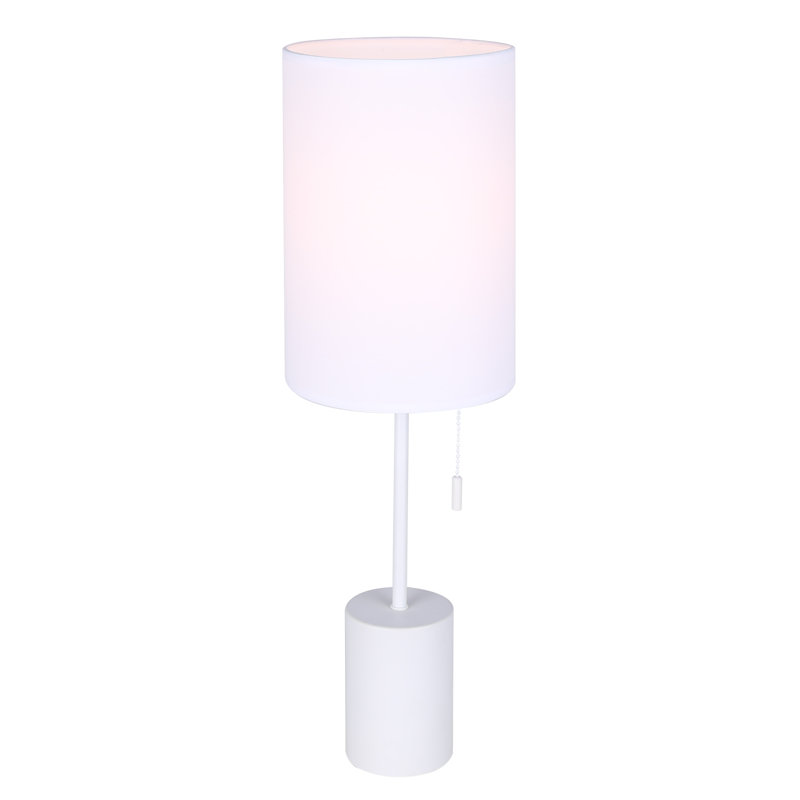 FLINT 23 In. Table Lamp With Fabric Shade And Pull Chain Switch, White, White