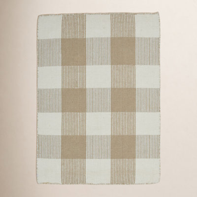 Simple Gingham Shag Wool Rug