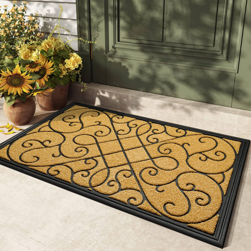 Filion Synthetic Non-Slip Indoor/Outdoor Doormat, 15" W x 24" L, Khaki