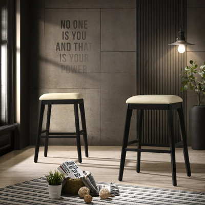 Modern Black 30" Barstool with Comfortable Upholstered Seat
