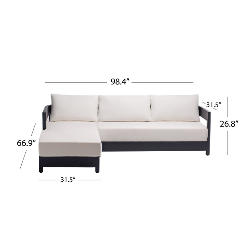 Everlee 98.4'' Powder Coated Aluminum Outdoor Patio Sectional with Sunbrella® Cushions