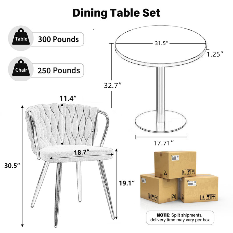 Ensemble de table de salle à manger ronde avec table ronde de 31,5 po et chaises rembourrées en velours, 5, Green, Grey