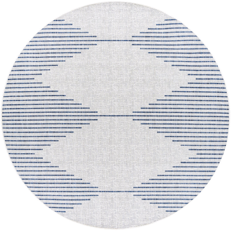 Jaceyon Indoor/Outdoor Geometric Gray Area Rug, Round 8'