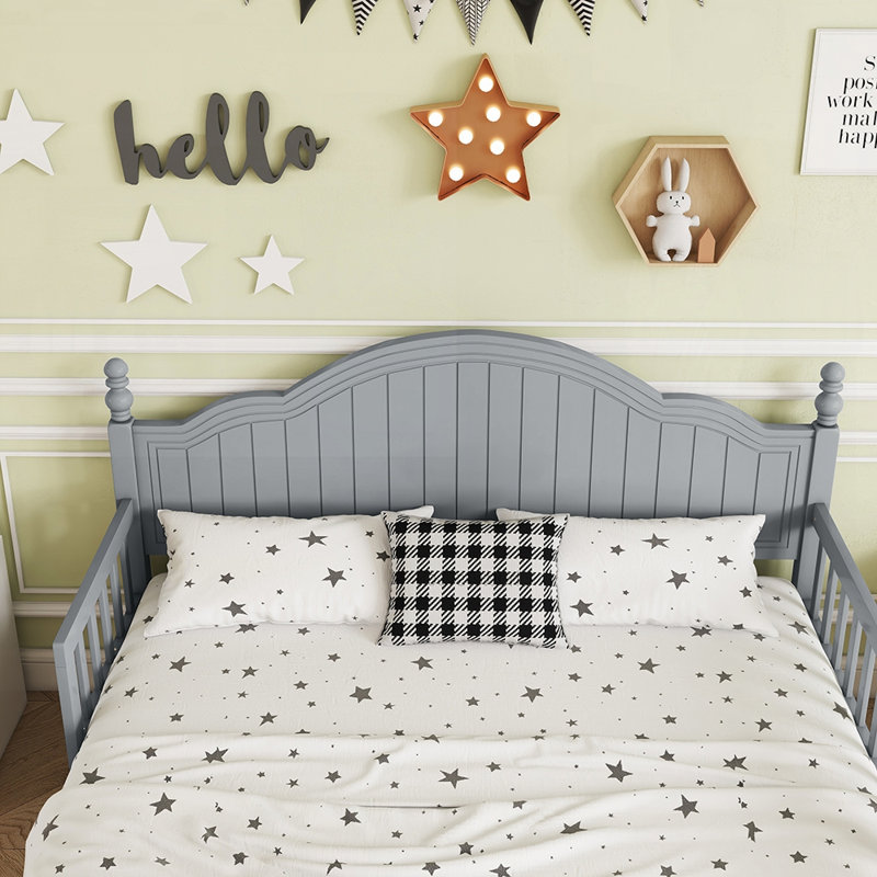 Lit à profil bas, garde-corps de sécurité et utilisation polyvalente pour les enfants en pleine croissance, Lit double, Gris