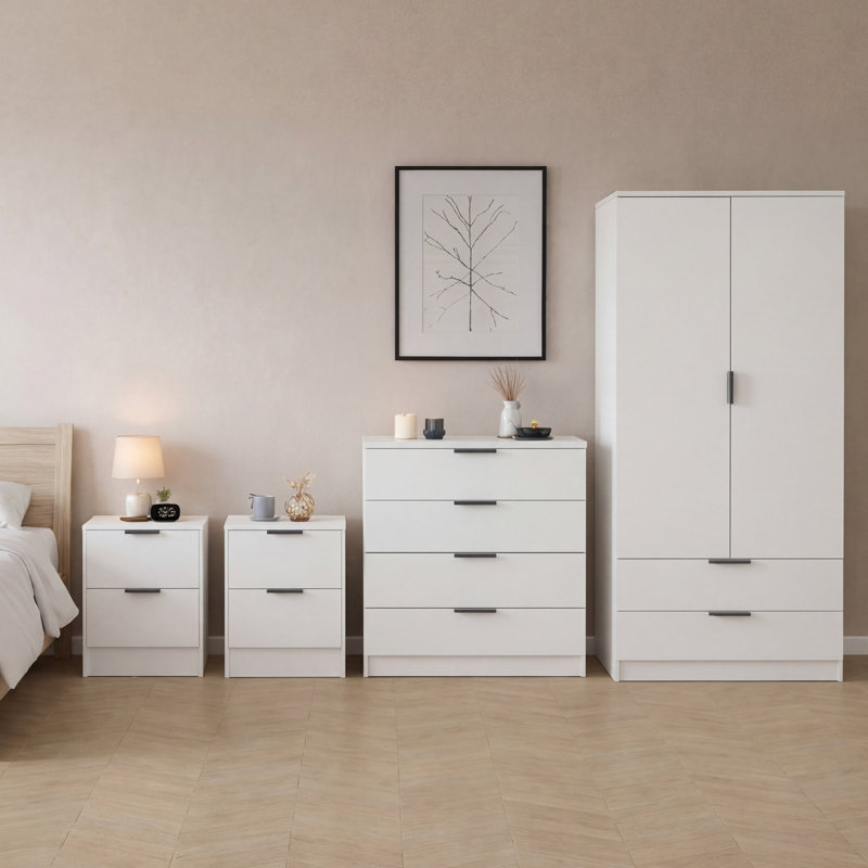4 Piece Bedroom Set, White