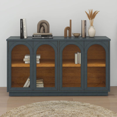 Arched Sideboard Buffet Cabinet With Storage, Large Arched Cabinet With Glass Doors