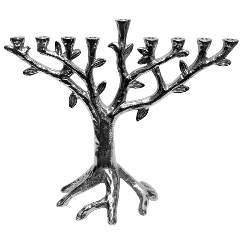 Menora en aluminium en métal judaïcité tree design lights, Brun