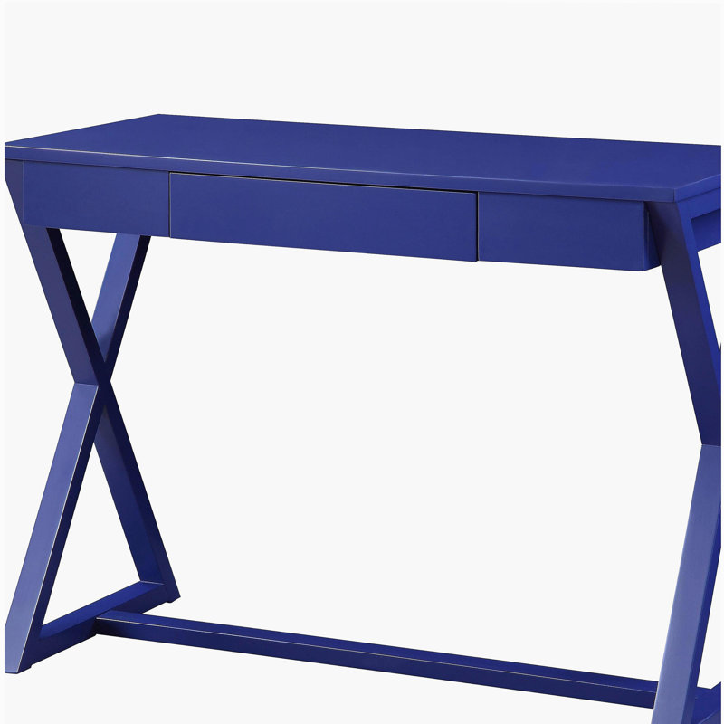 Bureau d'écriture 1 tiroir Twilight Blue avec base en forme de X