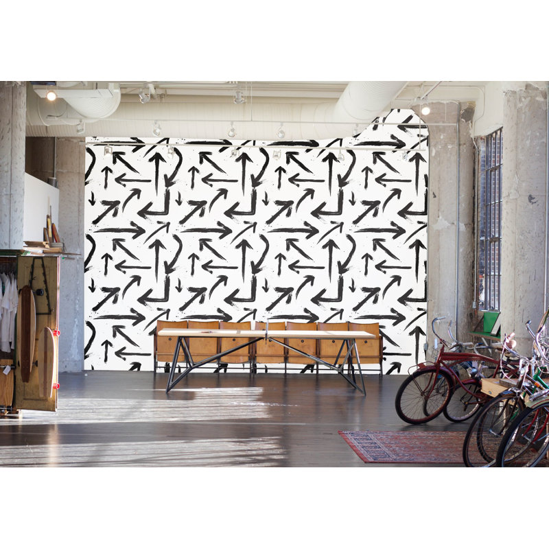 Arrows Abstract Wallpaper Roll by Jamie Graney, Black/ White