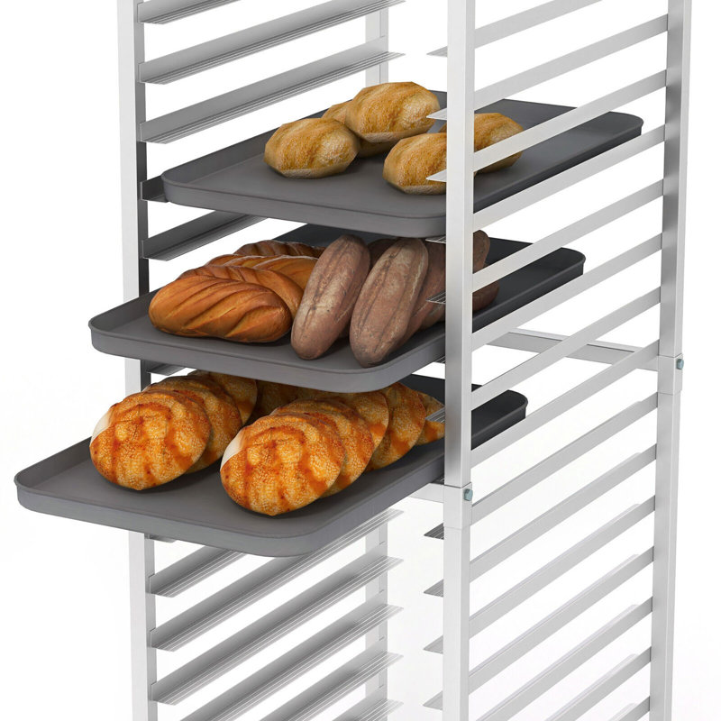 Étagère à paniers à 20 niveaux Gymax avec roulettes verrouillables espacées de 3 po pour la cuisine