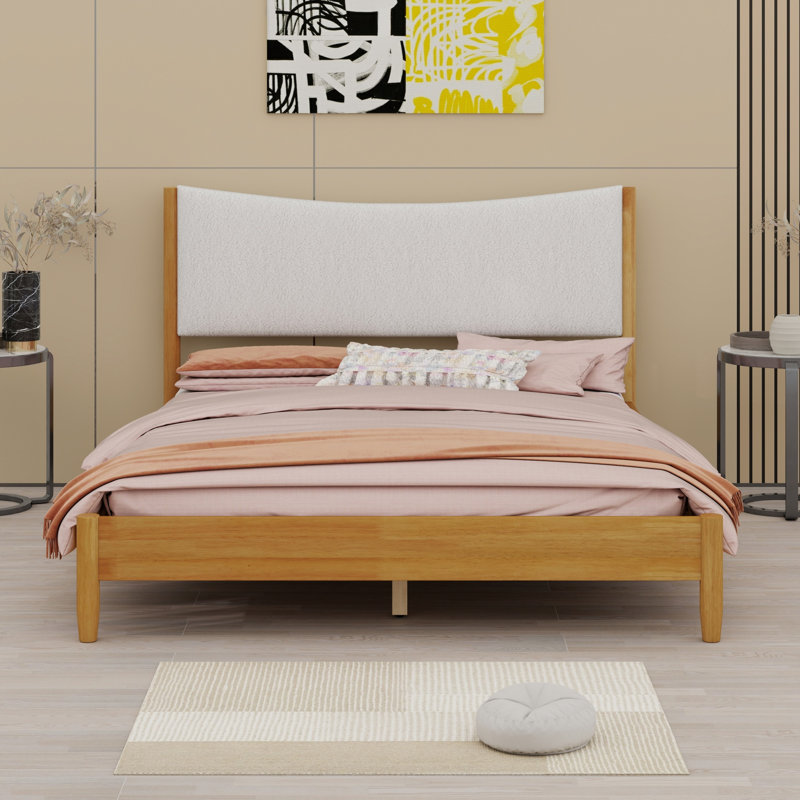 Lit en bois avec tête de lit tapissier