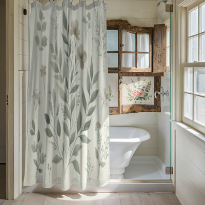 Rideau de douche doux 1 pièce Soft Floral Sage