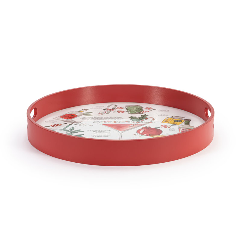 Candy Cane Cocktail Round Serve Tray - 18In
