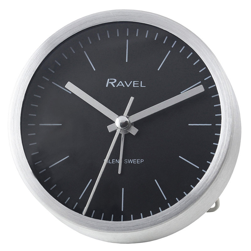 Quartz movement / Crystal Alarm Tabletop Clock, Brushed Silver