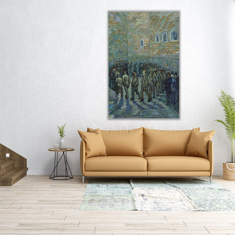 Prisoners exercising, 1890 - reproduction d'art sur toile, H 30 po x l 20 po