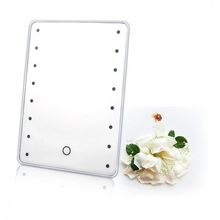 Makeup Vanity Mirror with 16 Dimmable LED Lights, Touch Sensor, Memory Function & 180° Rotation for Home or Travel