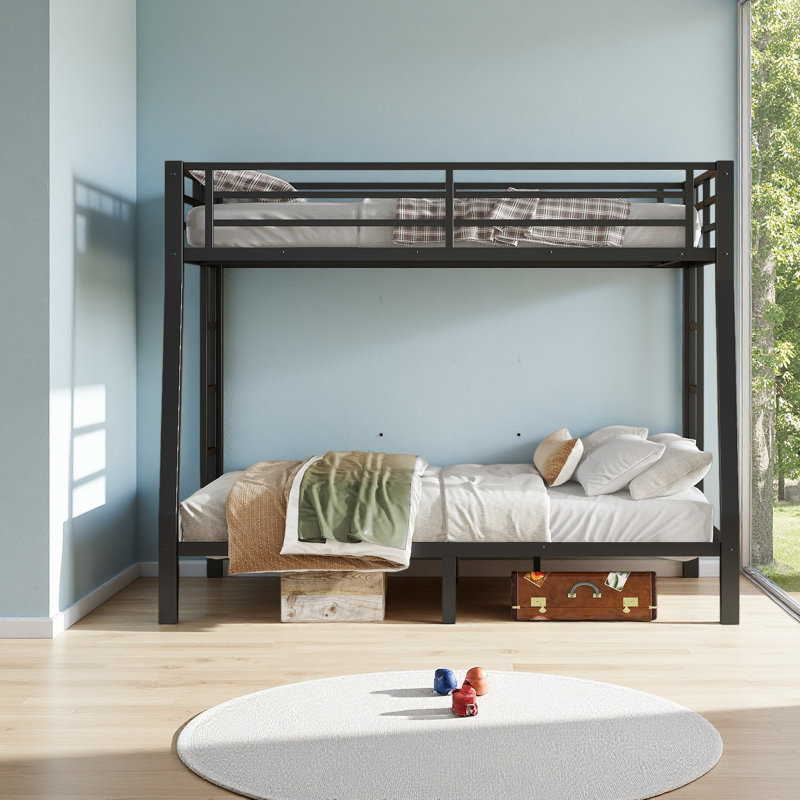Lit superposé au-dessus de grand lit double en métal pour les adolescents et les adultes, peu encombrant / sans bruit de sommier