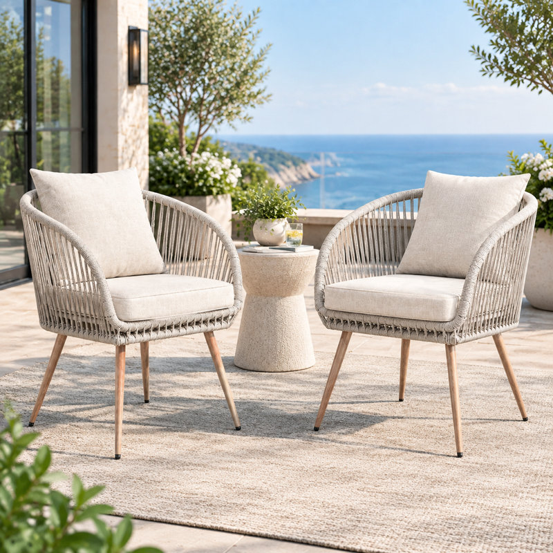 Chaise de salle à manger d'extérieur avec coussin (ensemble de 2)