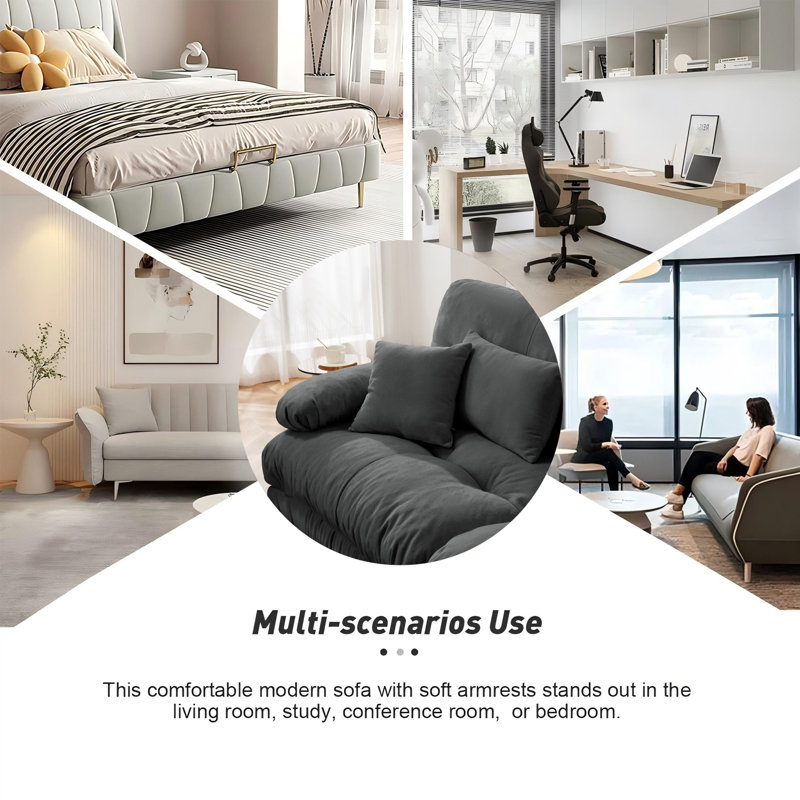 Ensemble de canapé en L Cloud Cloud Couch pour salon, tissu chenille, Gris chenille