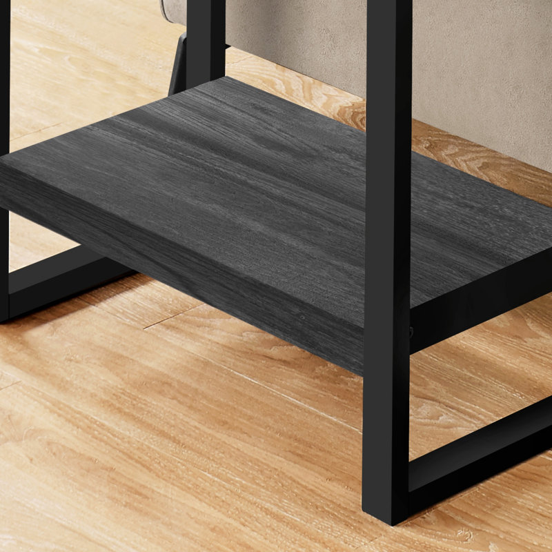 Table d'appoint, côté, bout, table de chevet, lampe, salon, chambre à coucher, stratifié noir, métal noir, industriel, Noir
