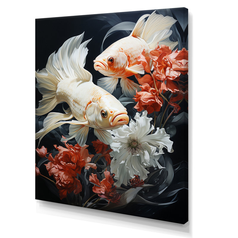 Fish Aquatic Symphony - animaux, art mural sur toile, H 32 po x l 24 po x P 1 po, Toile tendue