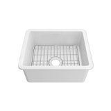 Whitehaus Collection Undermount Single Bowl Fireclay Kitchen Sink with Stainless Steel Grid