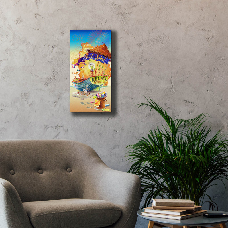 «Surf Soleil» par James Mazzotta, art mural sur toile, H 24 po x l 12 po x P 0,75 po