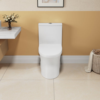 Elegant One-piece Dual-flush Elongated Toilet With Comfort Height And Soft-close Seat