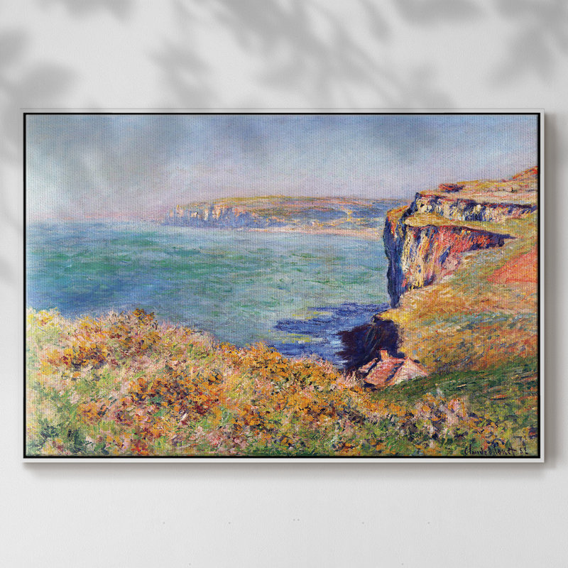 "Falaises à Varengeville" par Monet, reproduction d'art sur toile, H 37 po x l 25 po x P 2 po, Toile encadrée flottée blanche
