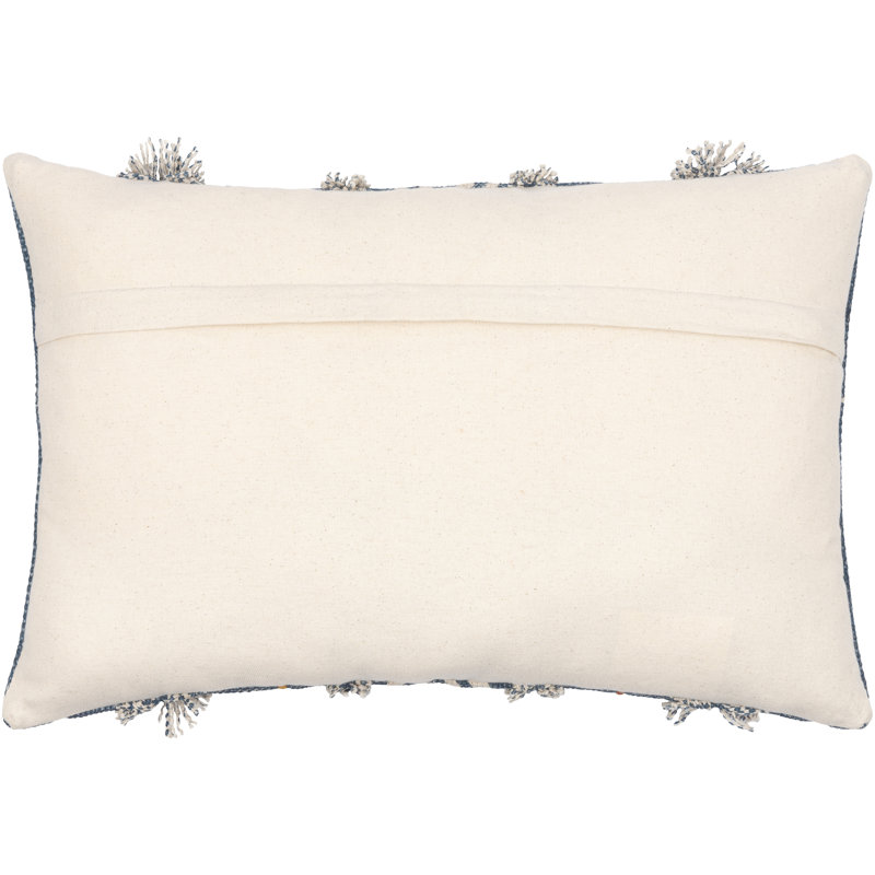 Blue and White Embroidered Cotton Kids Throw Pillow 20" x 20"