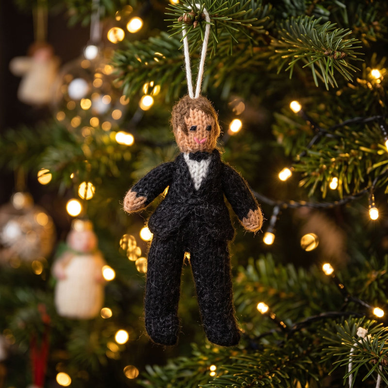 Hand-Knit Groom Hanging Figurine Ornament