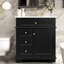 Meuble-lavabo de 30 po avec finition peinte en noir, lavabo en céramique, un tiroir basculant, trois tiroirs et une porte à fermeture en douceur - Meuble-lavabo fonctionnel élégant, pratique