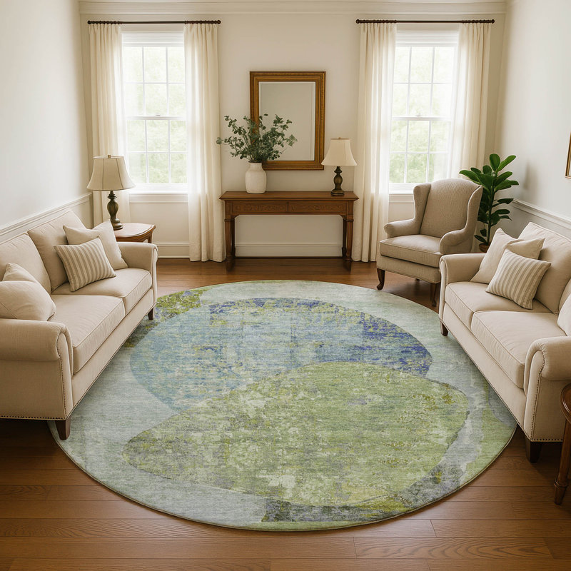 Tapis moderne Premium lavable à la machine Marasco AMF1635, Rond 8 pi