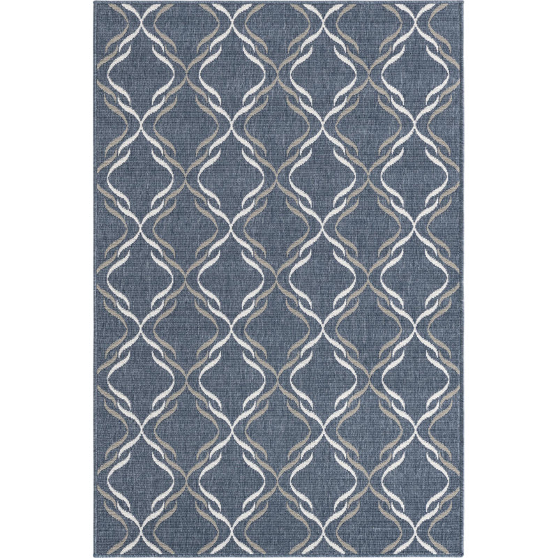 Tapis d'extérieur Preen bleu foncé, Rectangle 4 pi x 6 pi