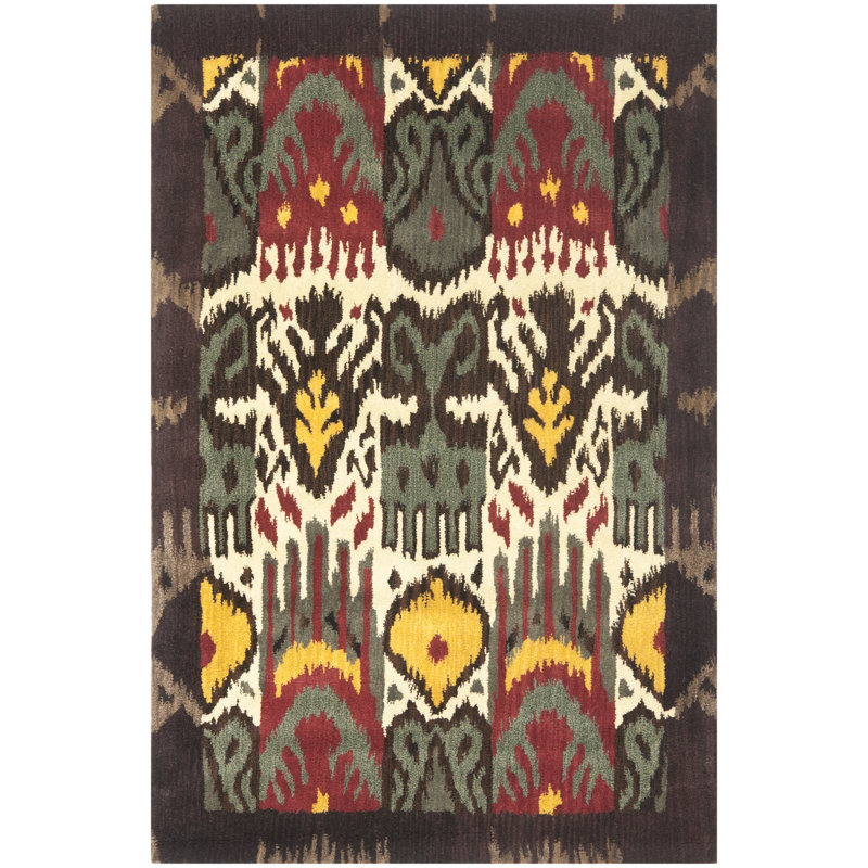 Kline Ikat Hand Tufted Wool Ikat Rug, Rectangle 3' x 5'