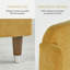 Lit à oreilles Mid-Century avec pieds en bois massif et lin jaune-129955768-129955770