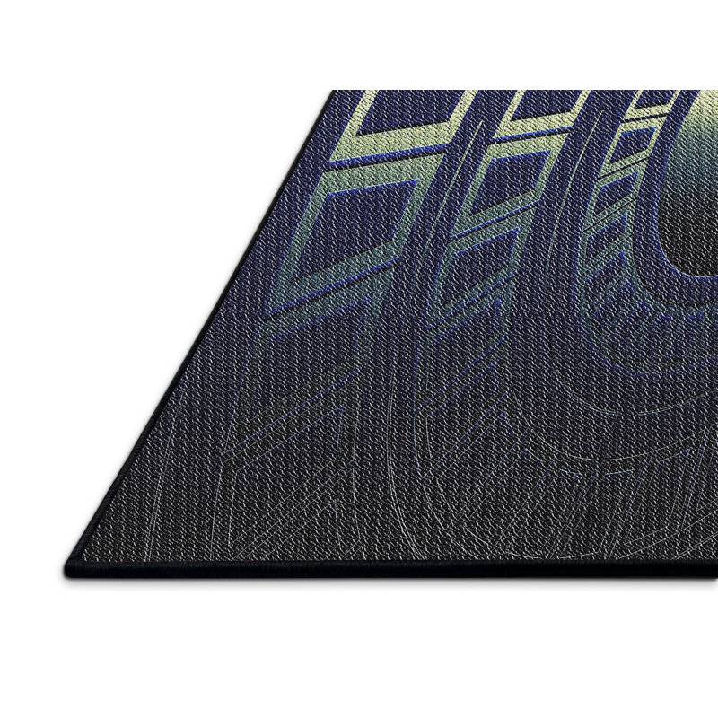Tapis décoratif géométrique noir, Rectangle 2 pi x 4 pi