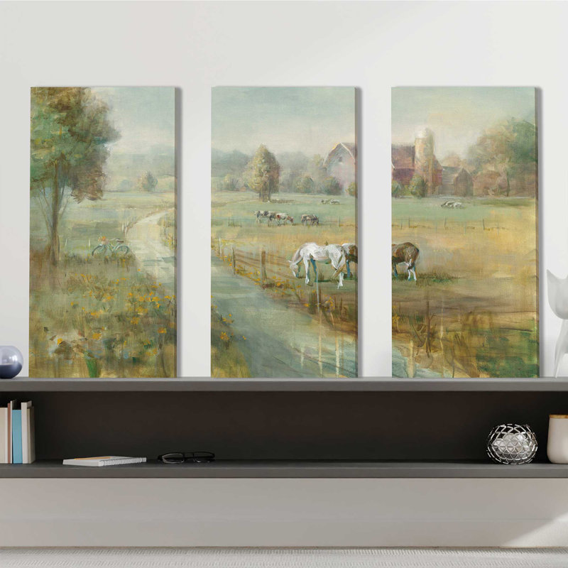 "Tranquil Farm", ensemble de 3 impressions sur toile