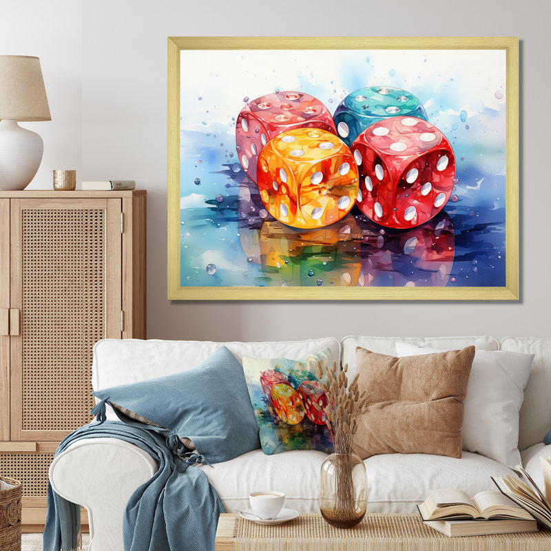 «Casino Royale Dice I», art mural sur toile, jeux de casino, H 30 po x l 40 po x P 1,5 po, Encadrement doré