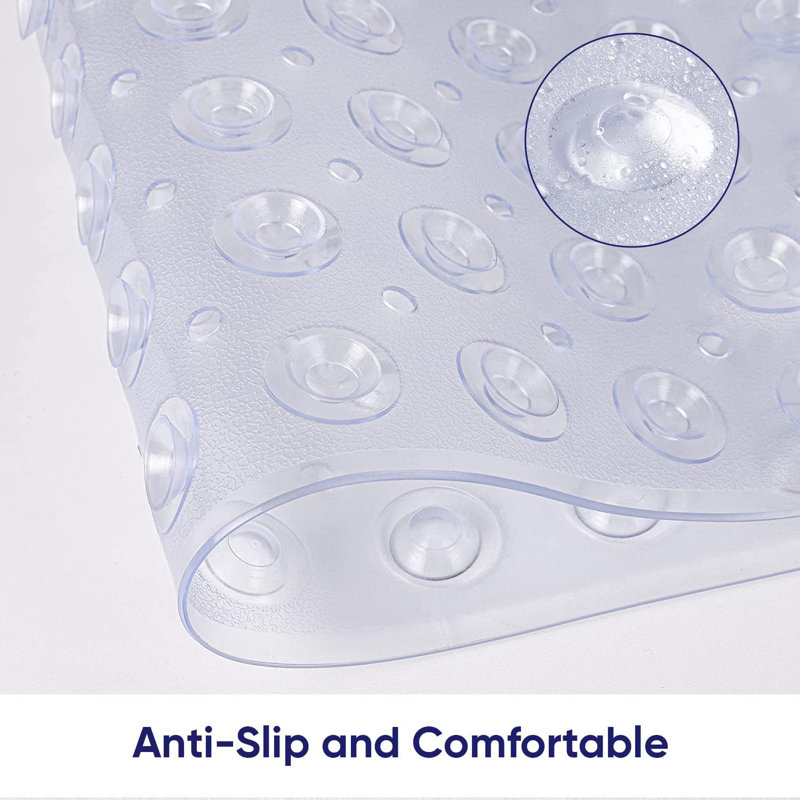 Aspire Homeware Non-Slip Polypropylene Shower Mat with Extra-Thick Suction Cups, Crystal, Runner (70cm L x 38cm W)