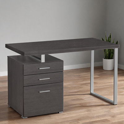 48-Inch Modern Computer Desk with Storage Drawers, Gray-Toned Laminate and Metal