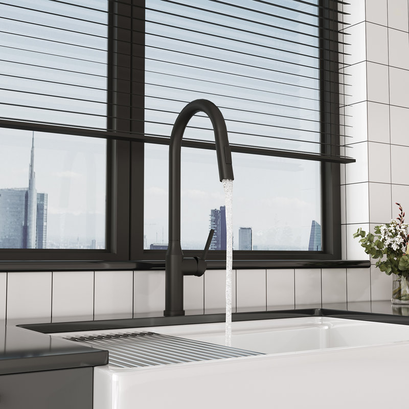 Robinet de cuisine rétractable certifié CUPC 18,83 po Twowa Home, Noir mat